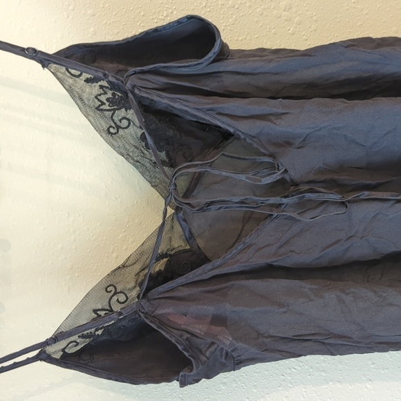 Y2K Victoria's Secret Black Strap Silk Collection Slip Mini Dress Beaded Vtg Y2K - Picture 5 of 11